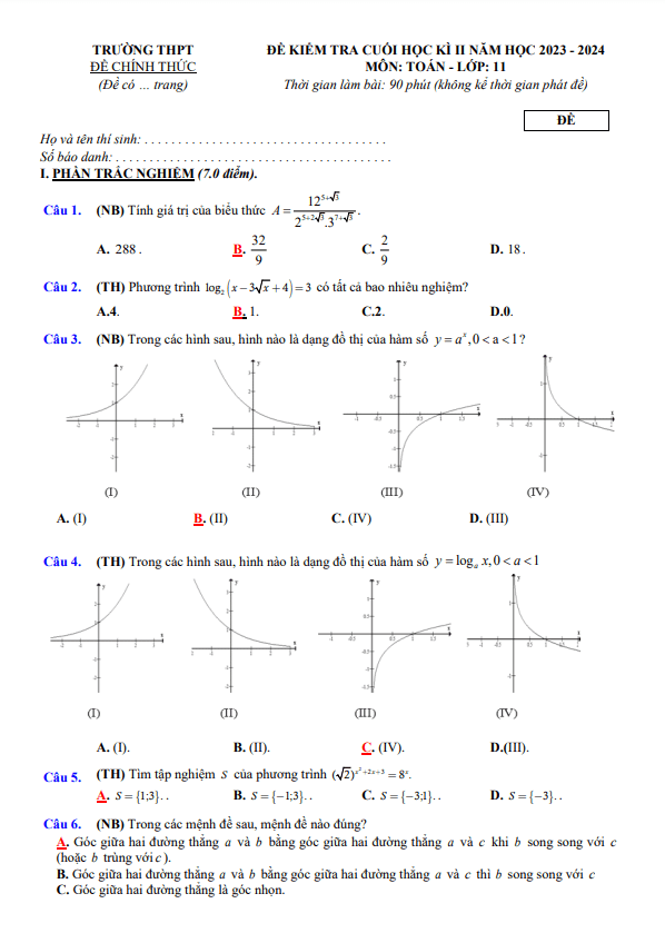 04 de tham khao kiem tra cuoi hoc ki 2 hk2 lop 11 mon toan knttvcs d