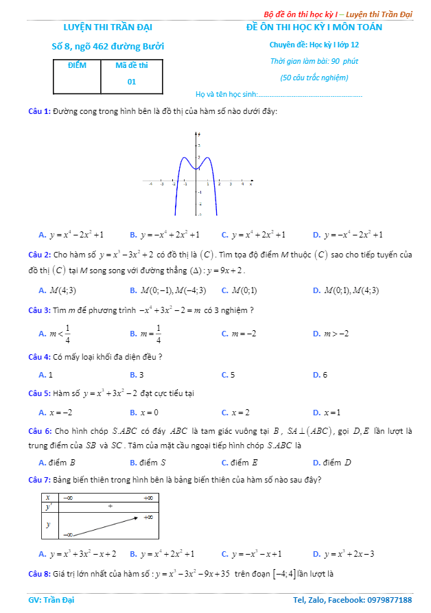 10 de on thi hki lop 12 mon toan tran dai d