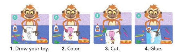 Tiếng Anh lớp 3 Project 3 trang 111 Explore Our World: Make a toy. (Làm đồ chơi). Phương pháp: 1. Draw your toy. (Vẽ đồ chơi). 2. Color. (Tô màu) 3 20230323031034screenshot 407