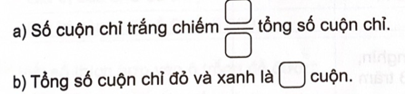 Câu 3 trang 103 VBT Toán 4 - Kết nối tri thức: Số?Một tiệm may có 6 khay đựng chỉ. Mỗi khay đựng một màu chỉ: trắng, xanh, đen, vàng, tím, đỏ. 11 2024050709554320 8