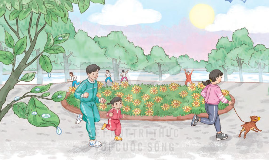 Bài 3: Ngày mới bắt đầu trang 128 Tiếng Việt 1 - Kết nối tri thức tập 2: Em thấy những gì trong tranh? 5 20240517082657220