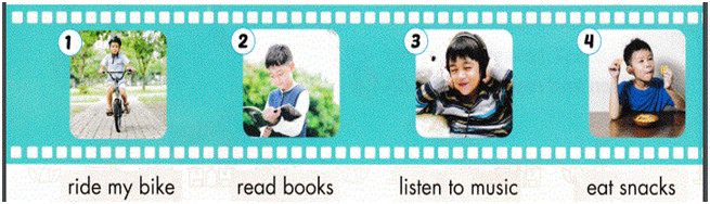 Lesson 3 – Unit 5. Free time activities - Tiếng Anh 2 iLearn Smart Start: A A. Listen and point. Repeat. (Nghe và chỉ theo. Nhắc lại. ) : ride my bike 7 20240605084913531