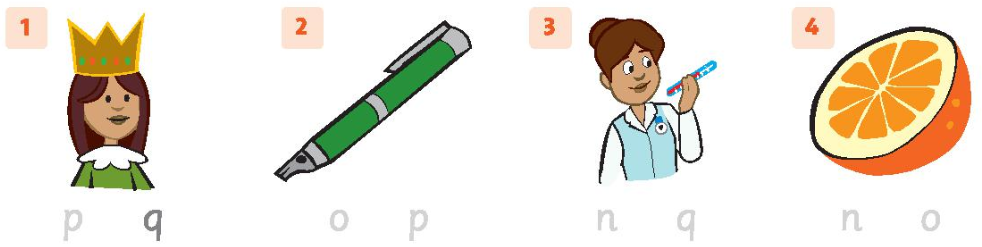 Lesson Three: Sounds and letters - Unit 5 - I go to school by bus. Trace the correct sound. (Đồ âm đúng. ) : 1. queen – q 2. pen – p 3 2 2024061711080731 5