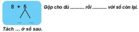 Giải Bài 1, 2, 3, 4 trang 46 Bài: 8 cộng với một số VBT Toán 2 - Chân trời sáng tạo: Viết vào chỗ chấm. Tách 5 = 2 + 3 Ta lấy 8 + 2 = 10 10 1 20240618143619bai 1 2