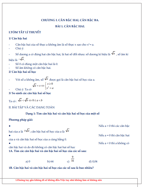 31 chủ đề học tập Đại số 9 8 31 chu de hoc tap dai so 9 d