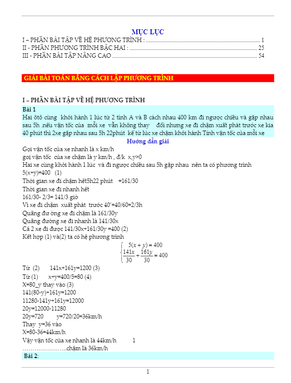 bai tap giai toan bang cach lap phuong trinh he phuong trinh co loi giai chi tiet d