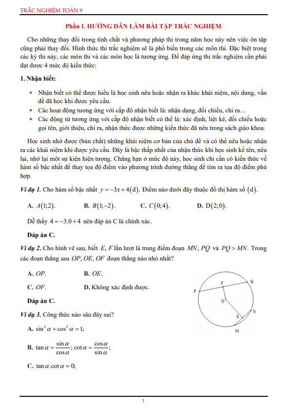 bai tap trac nghiem lop 9 mon toan d