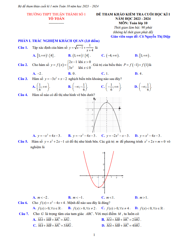 bo de tham khao cuoi hoc ki 1 hk1 lop 10 mon toan nam 2023 2024 truong thuan thanh 1 bac ninh d
