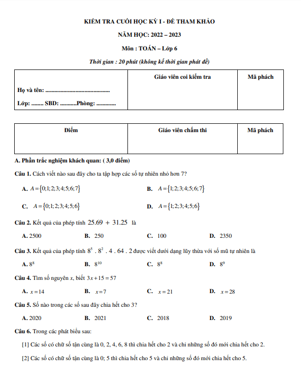 Bộ đề thi thử kiểm tra cuối học kì 1 (HK1) lớp 6 môn Toán Cánh Diều 7 bo de thi thu kiem tra cuoi hoc ki 1 hk1 lop 6 mon toan canh dieu d