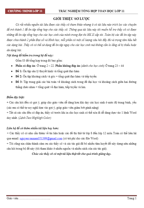 Bộ đề tổng hợp ôn thi học kì 2 (HK2) lớp 11 môn Toán Nguyễn Văn Nam 7 bo de tong hop on thi hoc ki 2 hk2 lop 11 mon toan nguyen van nam d