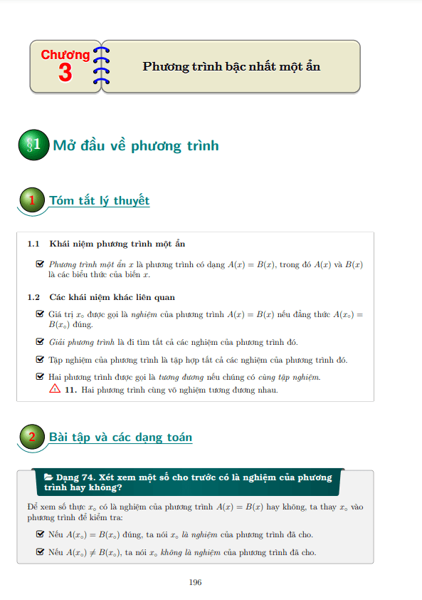 cac dang bai tap phuong trinh bac nhat mot an d