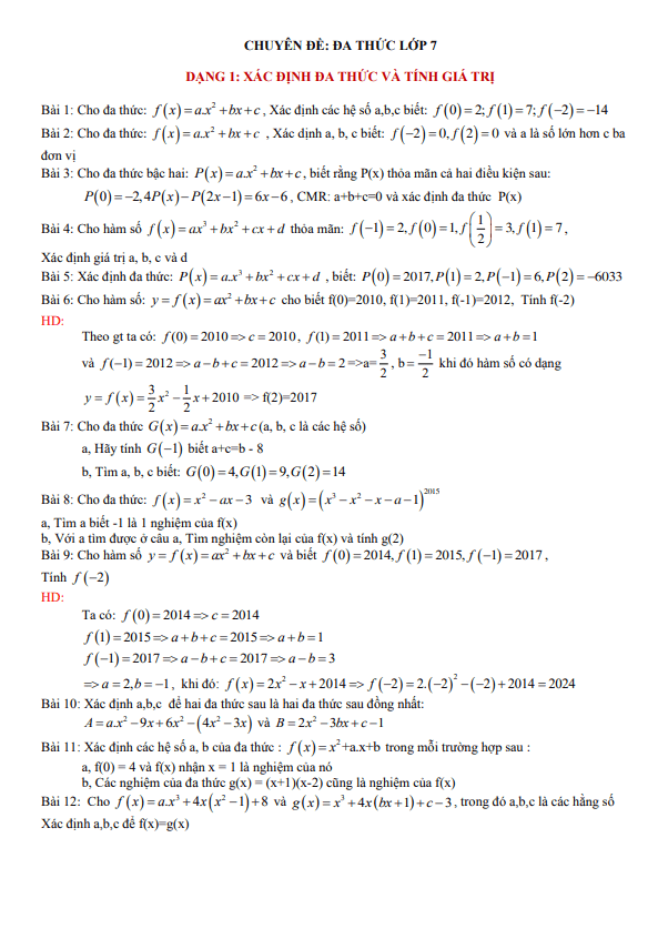 Chuyên đề đa thức bồi dưỡng học sinh giỏi lớp 7 môn Toán 5 chuyen de da thuc boi duong hoc sinh gioi lop 7 mon toan d