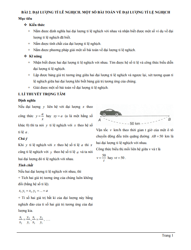 Chuyên đề đại lượng tỉ lệ nghịch, một số bài toán về đại lượng tỉ lệ nghịch 3 chuyen de dai luong ti le nghich mot so bai toan ve dai luong ti le nghich d