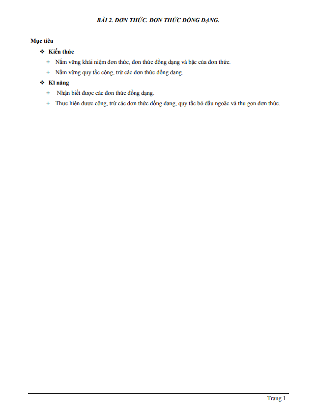 chuyen de don thuc don thuc dong dang d