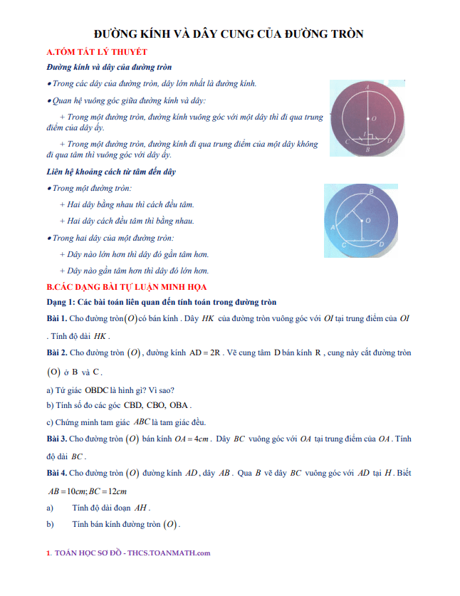 chuyen de duong kinh va day cung cua duong tron d