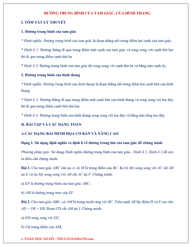 chuyen de duong trung binh cua tam giac cua hinh thang d