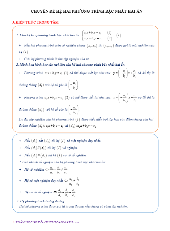 chuyen de he hai phuong trinh bac nhat hai an d