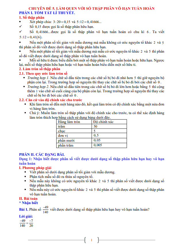 chuyen de lam quen voi so thap phan vo han tuan hoan lop 7 mon toan d