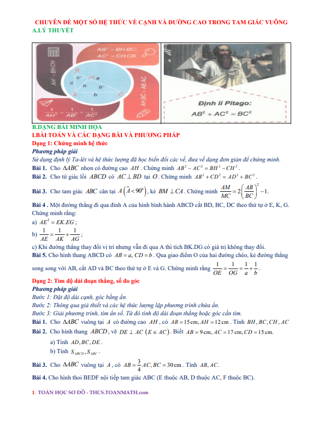 chuyen de mot so he thuc ve canh va duong cao trong tam giac vuong d