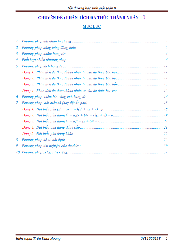 chuyen de phan tich da thuc thanh nhan tu boi duong hoc sinh gioi lop 8 mon toan d