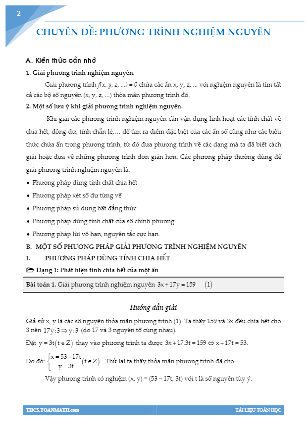 chuyen de phuong trinh nghiem nguyen d