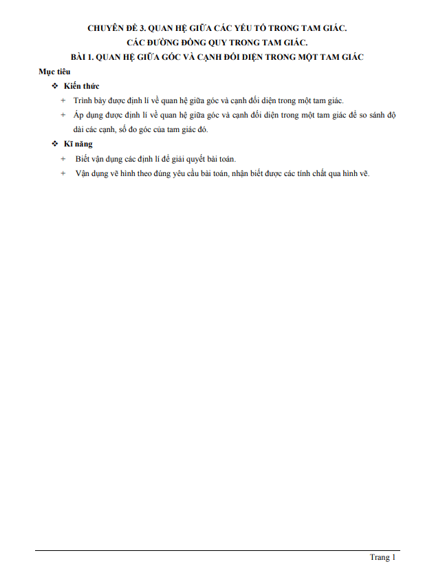 chuyen de quan he giua goc va canh doi dien trong mot tam giac d