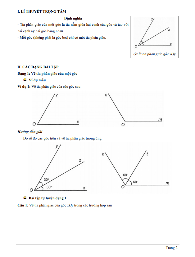 Chuyên đề tia phân giác của góc 6 chuyen de tia phan giac cua goc d