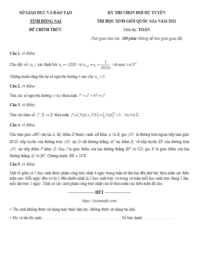 de chon doi tuyen hsg toan nam 2021 so gd dt tinh dong nai d