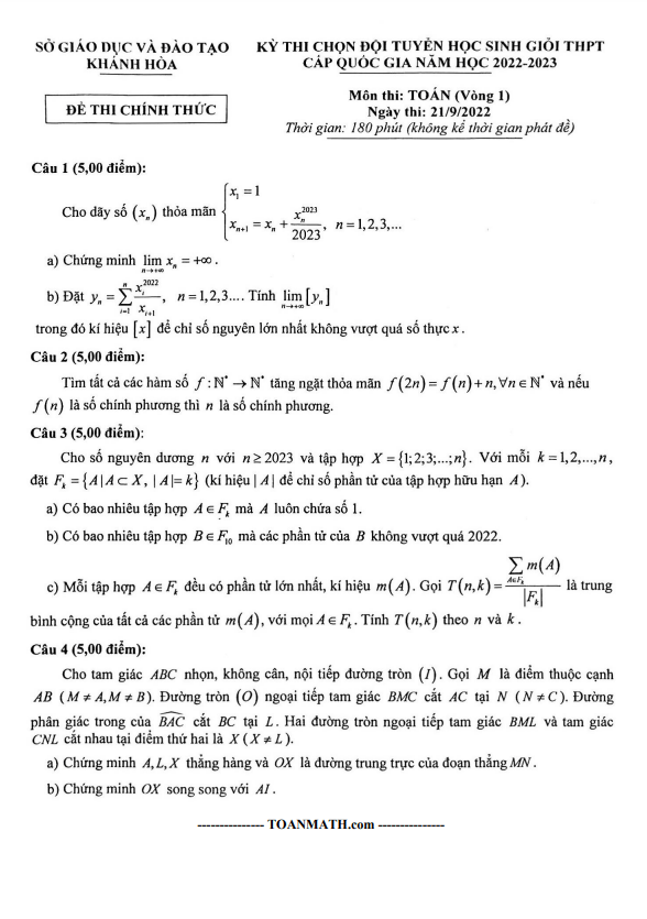 de chon doi tuyen thi hsg qg mon toan nam 2022 2023 so gd dt khanh hoa d