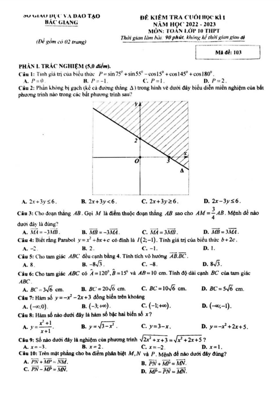 de cuoi hoc ki 1 hk1 lop 10 mon toan nam 2022 2023 so gd dt bac giang d