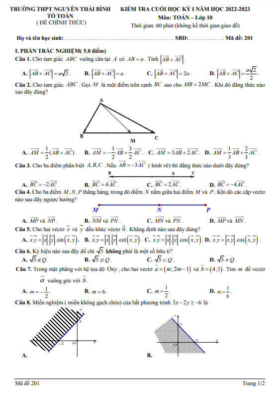 de cuoi hoc ki 1 hk1 lop 10 mon toan nam 2022 2023 truong nguyen thai binh quang nam d