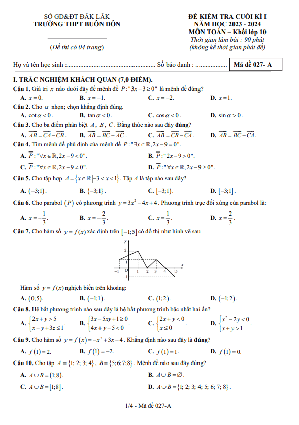 de cuoi hoc ki 1 hk1 lop 10 mon toan nam 2023 2024 truong thpt buon don dak lak d