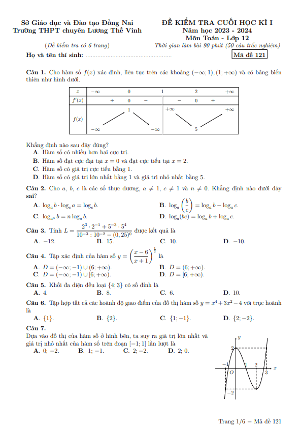 Đề cuối học kì 1 (HK1) lớp 12 môn Toán năm 2023 2024 trường chuyên Lương Thế Vinh Đồng Nai 3 de cuoi hoc ki 1 hk1 lop 12 mon toan nam 2023 2024 truong chuyen luong the vinh dong nai d