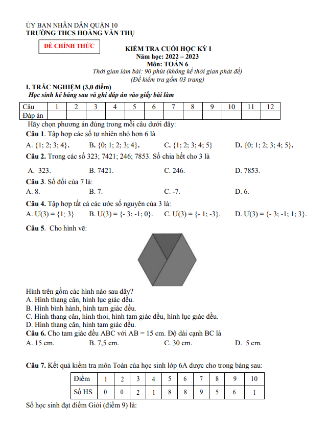 de cuoi hoc ki 1 hk1 lop 6 mon toan nam 2022 2023 truong thcs hoang van thu tp hcm d