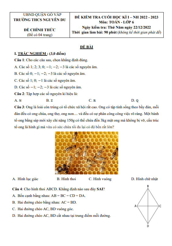 de cuoi hoc ki 1 hk1 lop 6 mon toan nam 2022 2023 truong thcs nguyen du tp hcm d