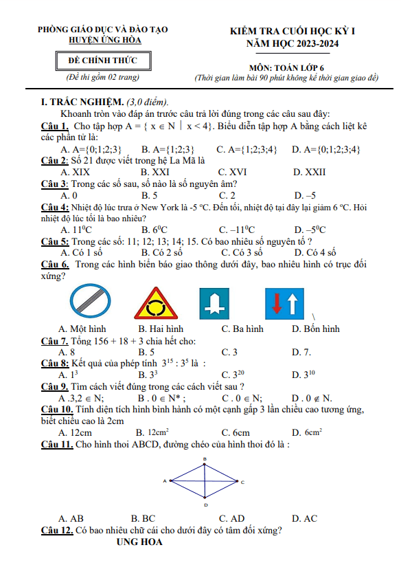 de cuoi hoc ki 1 hk1 lop 6 mon toan nam 2023 2024 phong gd dt ung hoa ha noi d