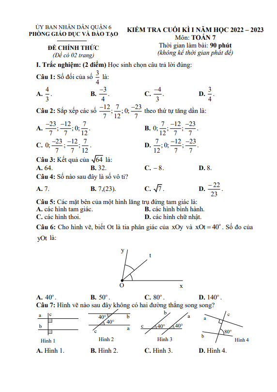 de cuoi hoc ki 1 hk1 lop 7 mon toan nam 2022 2023 phong gd dt quan 6 tp hcm d
