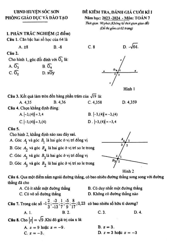 de cuoi hoc ki 1 hk1 lop 7 mon toan nam 2023 2024 phong gd dt soc son ha noi d