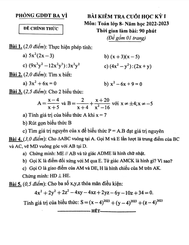 de cuoi hoc ki 1 hk1 lop 8 mon toan nam 2022 2023 phong gd dt ba vi ha noi d