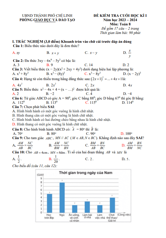de cuoi hoc ki 1 hk1 lop 8 mon toan nam 2023 2024 phong gd dt chi linh hai duong d
