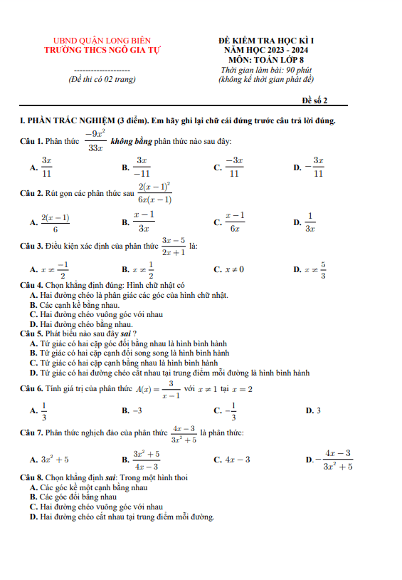 Đề cuối học kì 1 (HK1) lớp 8 môn Toán năm 2023 2024 trường THCS Ngô Gia Tự Hà Nội 1 de cuoi hoc ki 1 hk1 lop 8 mon toan nam 2023 2024 truong thcs ngo gia tu ha noi d