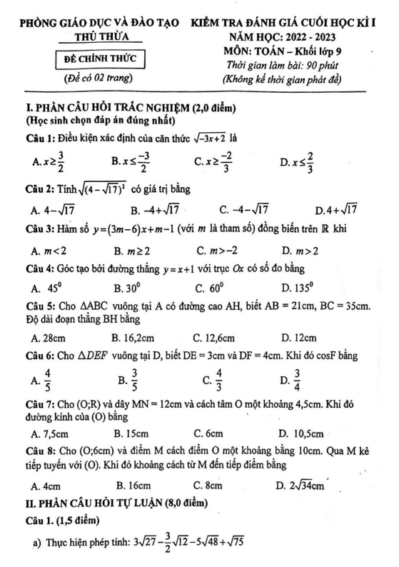 de cuoi hoc ki 1 hk1 lop 9 mon toan nam 2022 2023 phong gd dt thu thua long an d