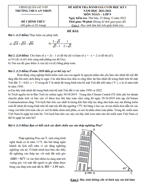 de cuoi hoc ki 1 hk1 lop 9 mon toan nam 2022 2023 truong thcs an nhon tp hcm d