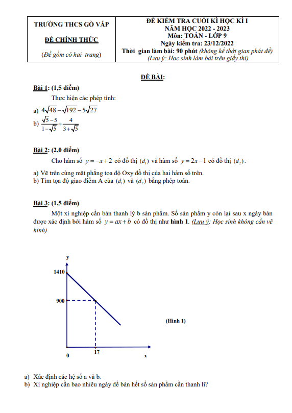 de cuoi hoc ki 1 hk1 lop 9 mon toan nam 2022 2023 truong thcs go vap tp hcm d