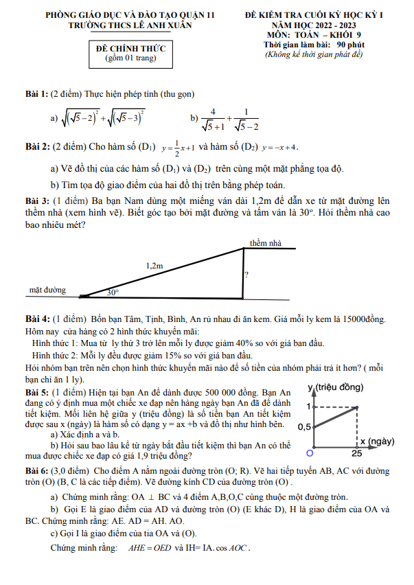 de cuoi hoc ki 1 hk1 lop 9 mon toan nam 2022 2023 truong thcs le anh xuan tp hcm d