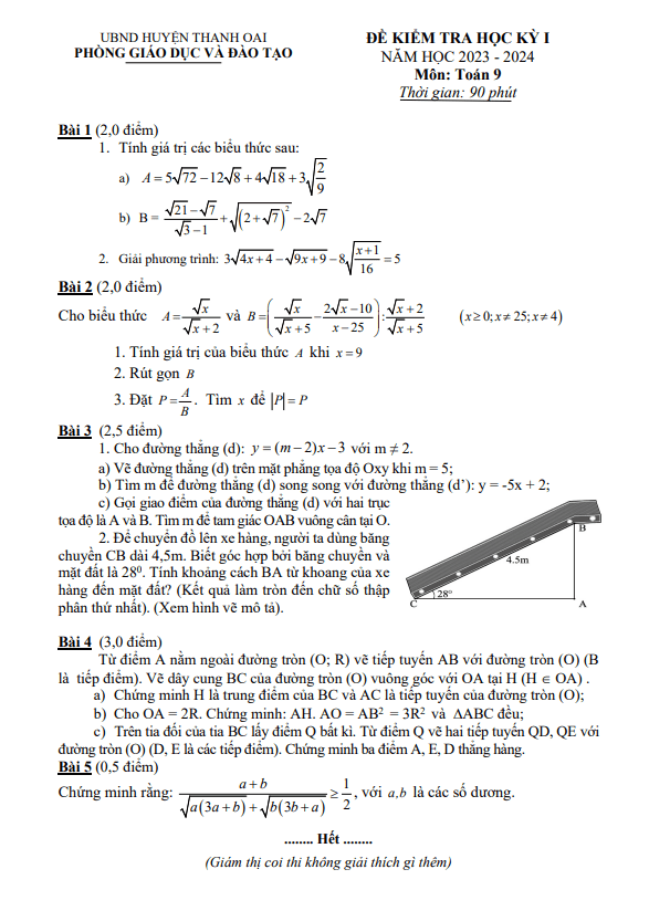 de cuoi hoc ki 1 hk1 lop 9 mon toan nam 2023 2024 phong gd dt thanh oai ha noi d