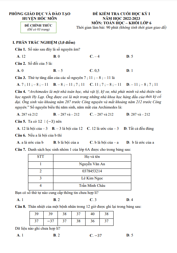 de cuoi hoc ki 1 hk1 toan 6 nam 2022 2023 phong gd dt hoc mon tp hcm d