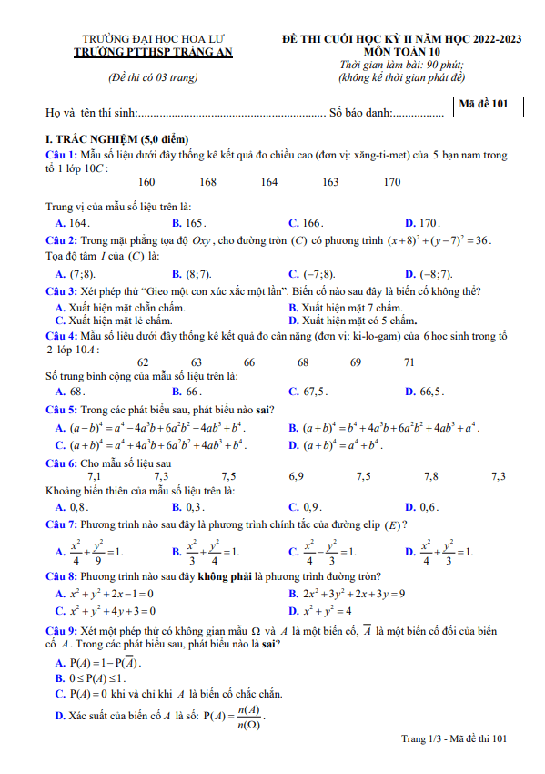 de cuoi hoc ki 2 hk2 lop 10 mon toan nam 2022 2023 truong ptthsp trang an ninh binh d