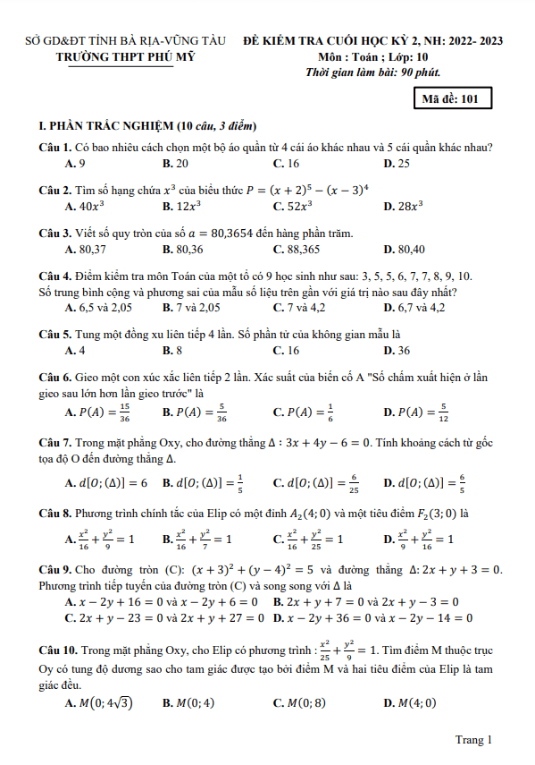 de cuoi hoc ki 2 hk2 lop 10 mon toan nam 2022 2023 truong thpt phu my br vt d