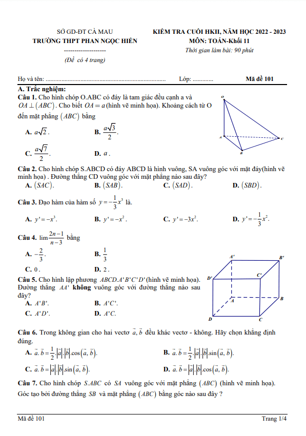 de cuoi hoc ki 2 hk2 lop 11 mon toan nam 2022 2023 truong thpt phan ngoc hien ca mau d